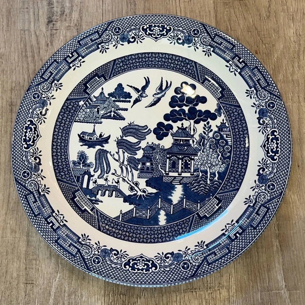 Churchill Blue Willow Blue and White Platter 12” Made in England